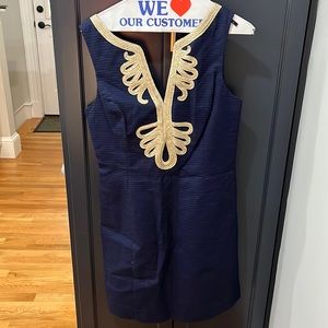 Lilly Pulitzer Navy Dress with Gold Accents